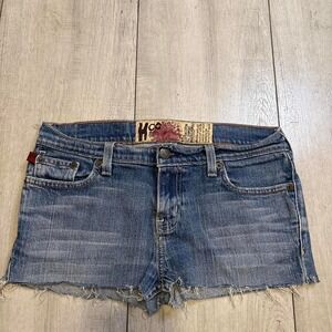 Vintage the Hollister Womens Shorts Size 5/s Blue Denim‎ Stretch Mid Rise Cheeky